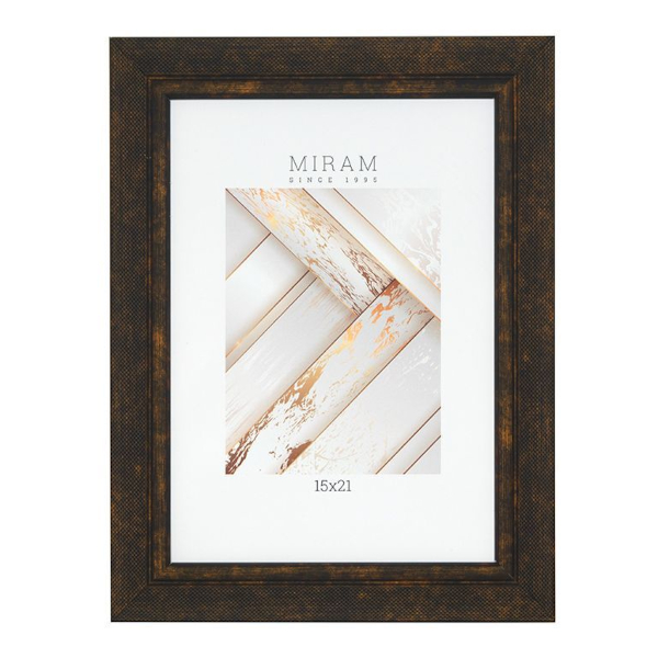 Фоторамка 15*21 пластик, багет 26мм, бронза, вставка пластик, ножка 646238-6 МИРАМ