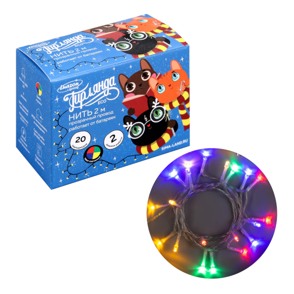 Гирлянда LED "Нить" 2м, свечение цветное, 3*АА 806816 Luazon Lighting
