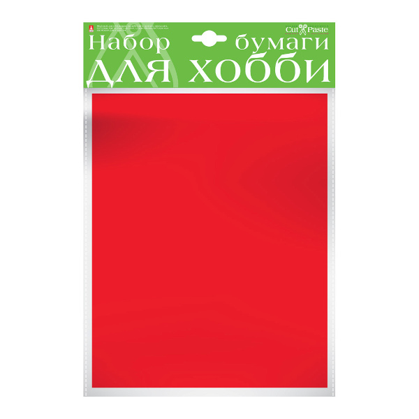 Бумага цветная крашенная в массе А4, 10л, 110г/м2, красный 2-065/13 HOBBY TIME