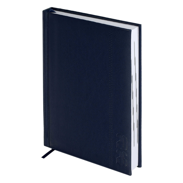 Ежедневник А5 2026 Escalada "Наппа" тв. обл., иск.кожа, сшивка, синий 70226