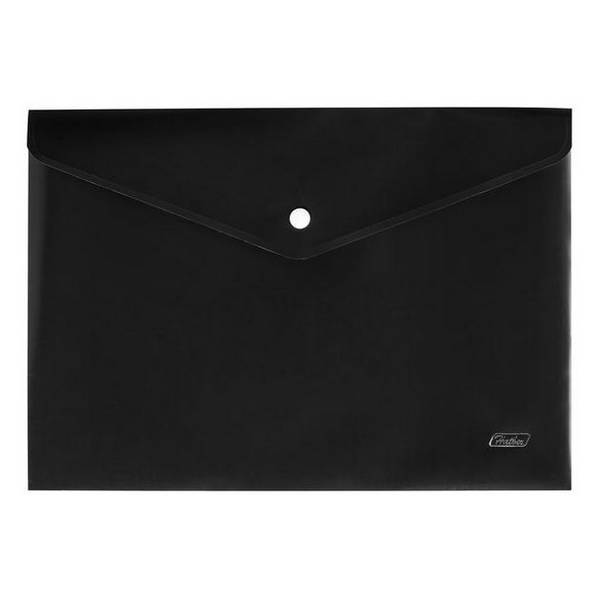 Папка-конверт на кнопке А4, 1отд., 180мкм, черная АКк4_00001 Hatber