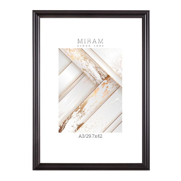 Фоторамка 29,7*42 пластик, багет 20мм, черный, вставка пластик 640246-А3 МИРАМ