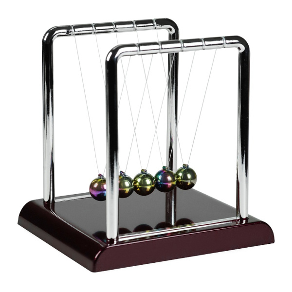 Настольный маятник "Шары Ньютона" 14*11,5*13,5см пластик/металл, бордовый Т-1567 Миленд
