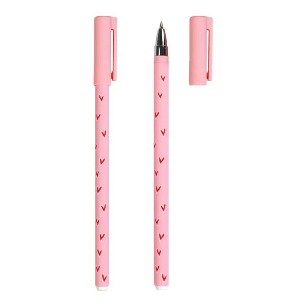 Ручка шар. 0,5мм, синий, рисунок на корп. "Сердечко на розовом" 71668 Феникс+