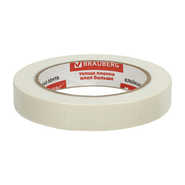 Клейкая лента бумажная (скотч) 19мм*50м, 125мкм, белая 228085 Brauberg