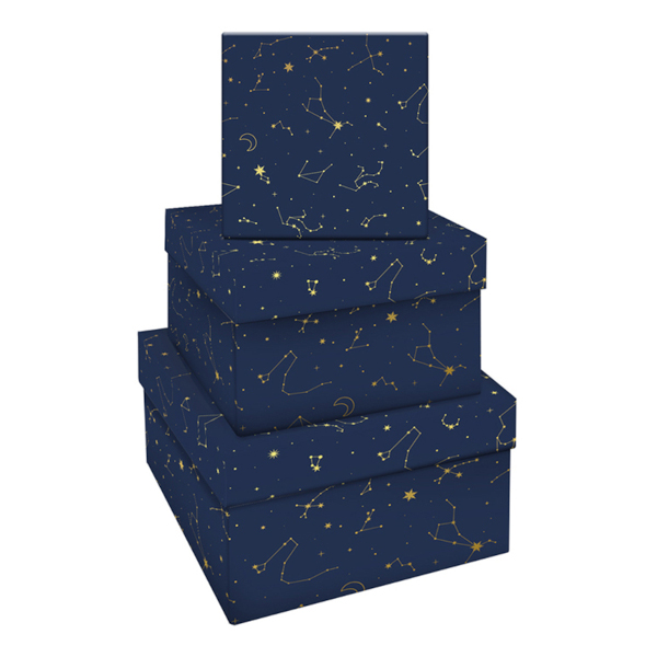 Набор квадратных коробок 3в1 "Golden constellations" 19,5*19,5*11-15,5*15,5*9см MS_46596 MESHU