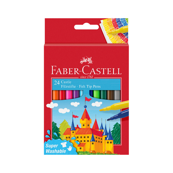 Фломастеры Faber-Castell "Замок" 24цв, смываемые, карт.уп., с европ. 554202