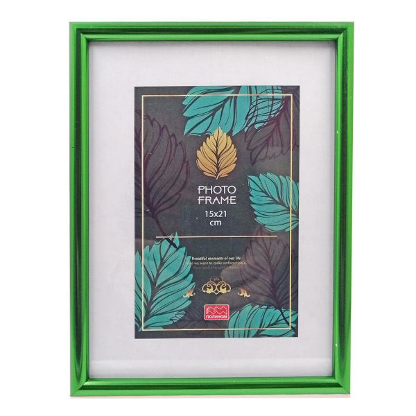 Фоторамка 15*21 пластик, багет 14мм, зеленый, вставка стекло 1-318РП1521 Полином.