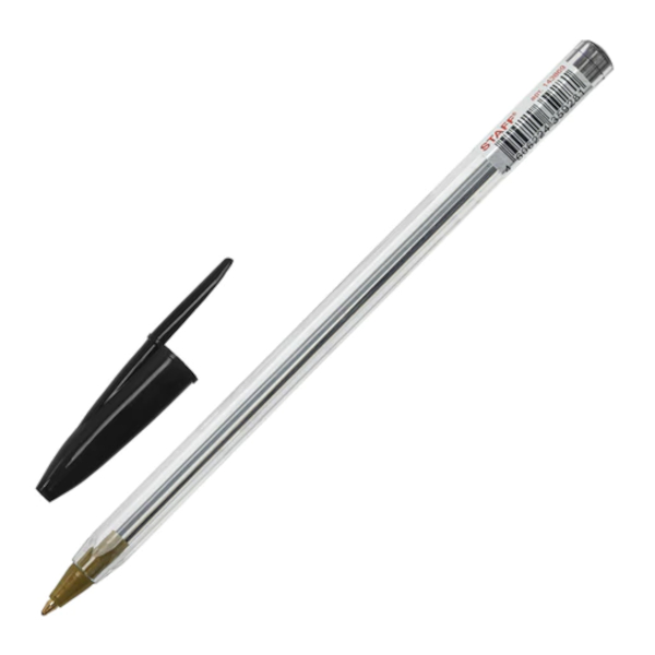 Ручка шар. 1,0мм, черный, прозрач корп. "Basic Budget BP-04" 143869 Staff