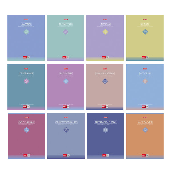 Комплект предметных тетрадей 48л А5 12шт "Трогательная пастель" картон 48Т5лВd Hatber