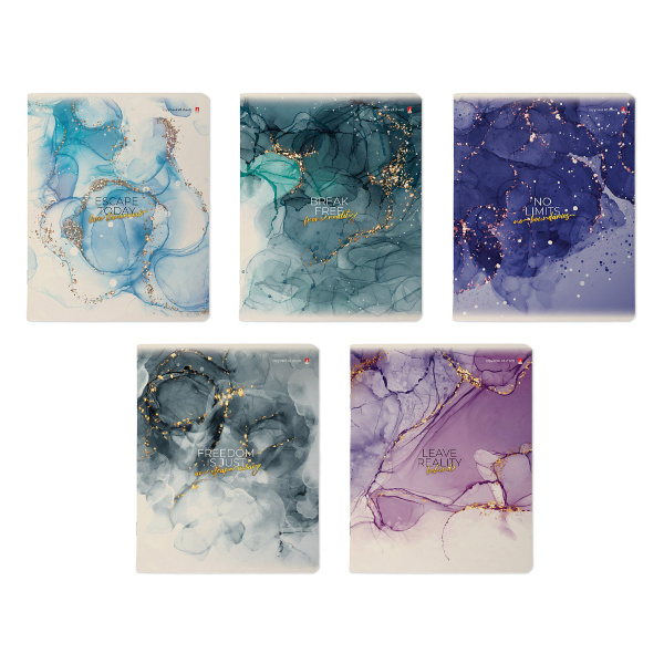 Тетрадь 48л А5+ клетка "Мрамор" картон, ассорти 7-48-1310 Альт