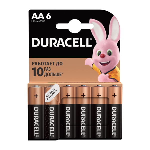 Батарейка Duracell AA/LR6/MN1500 Basic BL6 (1уп*6шт) купить в Красноярске