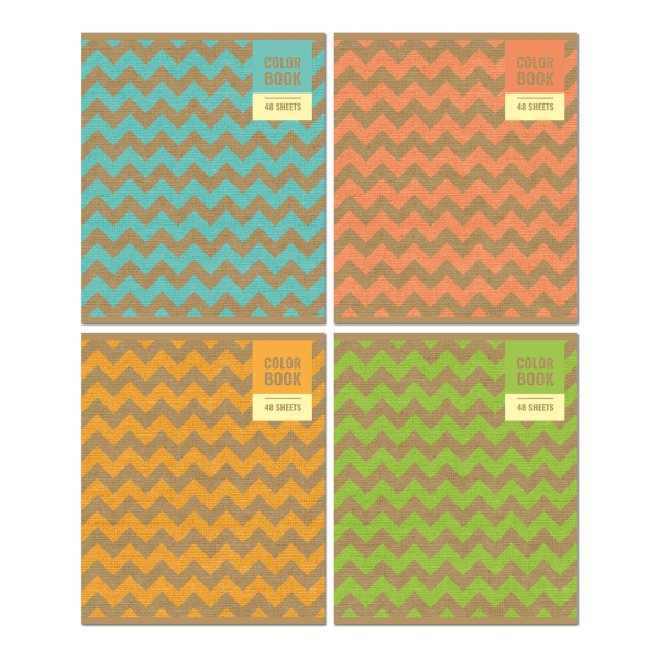 Тетрадь 48л А5 клетка "Зигзаги" картон, ассорти 25095 Полином