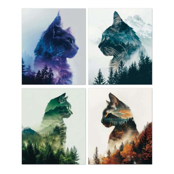 Тетрадь 48л А5 клетка "Лесные коты" картон, ассорти 3456 Полином