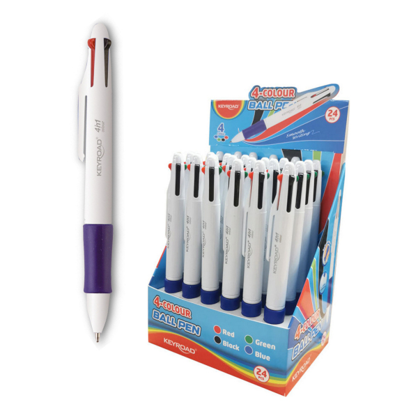 Ручка шар. автомат. масл. осн., 1мм, 4-хцв, белый корп. KR972313 Keyroad