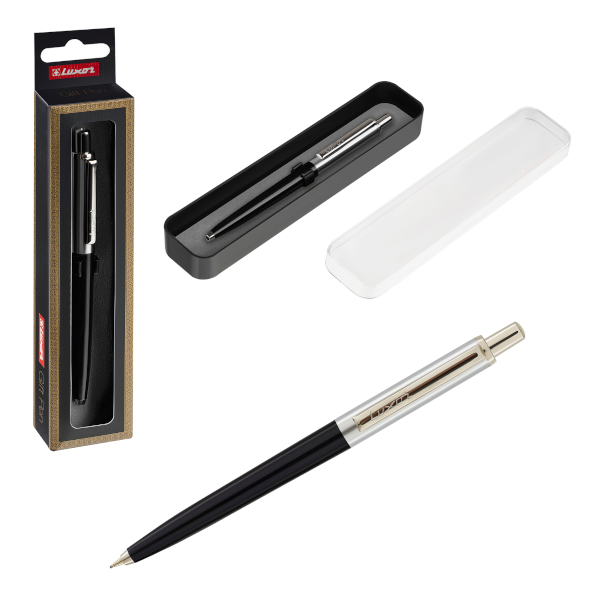 Ручка подарочная шар. "Star" синий, корпус металл, синий./хром, кнопоч.мех. 0,7мм 1126/box Luxor