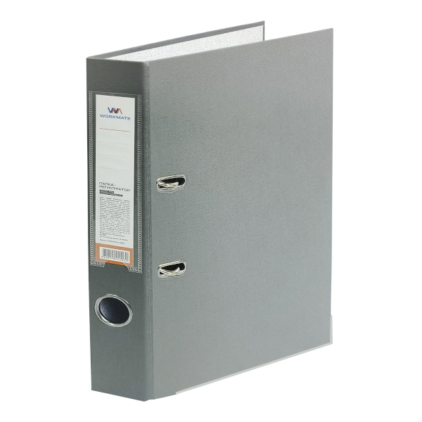 Папка-регистратор А4, 50мм, картон/пленка, карман, кант, серый 15-8087 Workmate