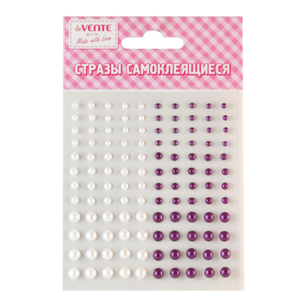 Стразы для декора самокл. "Жемчуг" 9,5*10,5см, белый/фиолет. 8004062 deVENTE