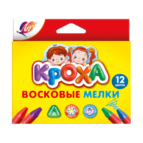 Мелки восковые Луч "Кроха" 12цв, трёхгранн., карт.уп., с европ. 29С 1773-08