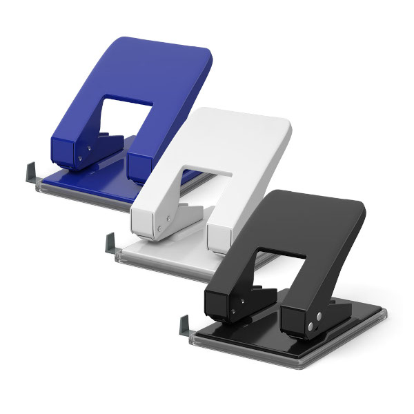 Дырокол 40л Erich Krause Quadro с линейкой, ассорти EK4561