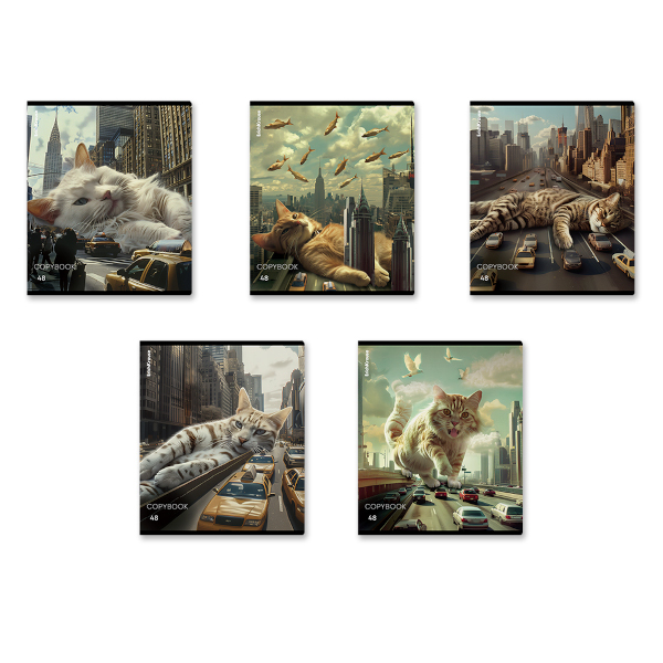 Тетрадь 48л А5+ клетка "Big City Cats" картон, ассорти 63317 Erich Krause