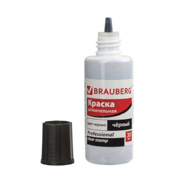 Штемпельная краска 30мл черная, водн. осн., бумага "PROFESSIONAL" 227983 Brauberg