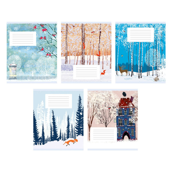 Тетрадь 24л А5 клетка "Зимний пейзаж" картон, ассорти ТК248969 Listoff