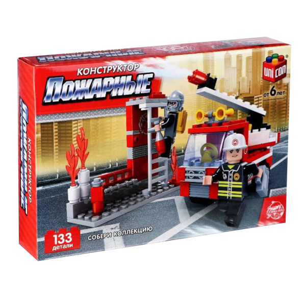 Конструктор пластиковый UNICON "Пожарная бригада" 133 детали 5164174