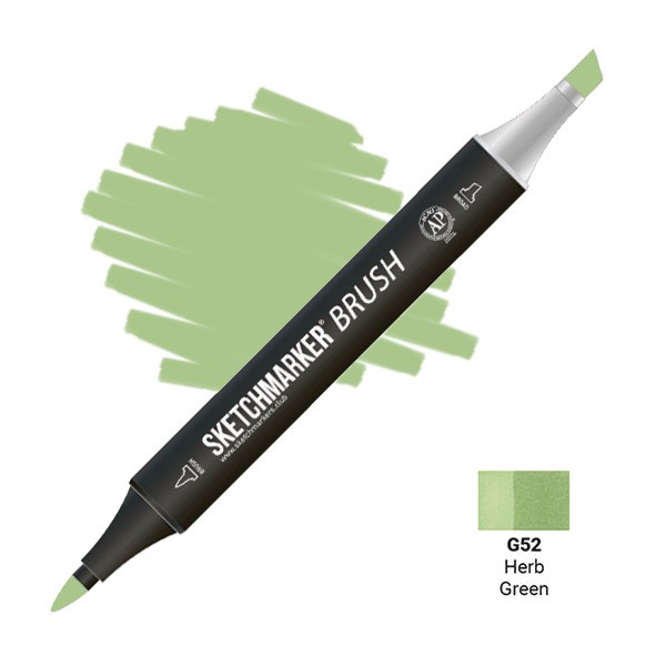 Маркер спиртовой худож. SKETCHMARKER "Brush" G52 зеленая трава, двустор., пулевид./скошен. SMB-G52