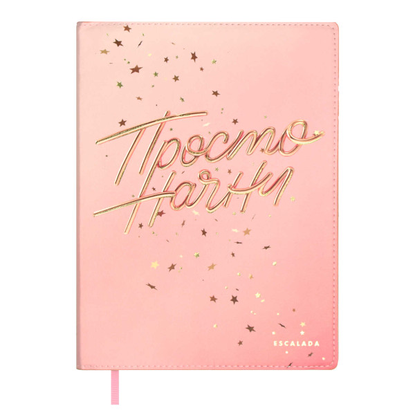 Записная книга А5+ 120л "Просто начни" клетка, сшивка, интегр.съем.обл., иск.кожа 67300 Escalada