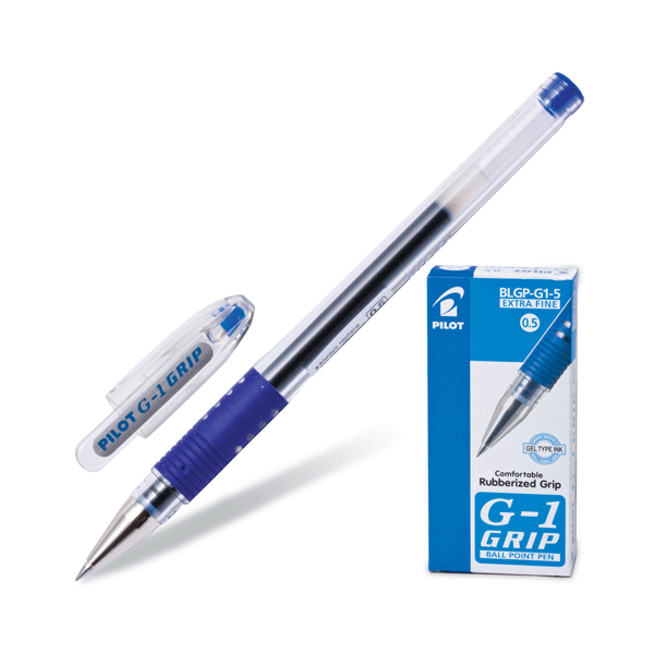 Ручка гелевая 0,5мм, синий, грип, прозрач. корп. "G-1 Grip" BLGP-G1-5 (L) Pilot
