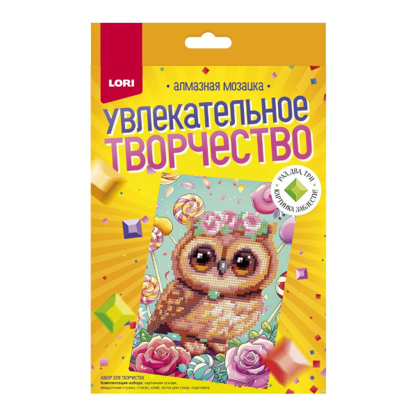 Алмазная мозаика Lori 15*20см "Совушка" Амк-021