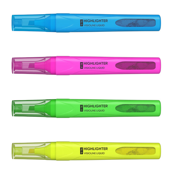 Набор текстовыделителей 4цв Erich Krause "Visioline V-14 Liquid" жел.роз.зел.гол/скош/0,6-4мм 58359