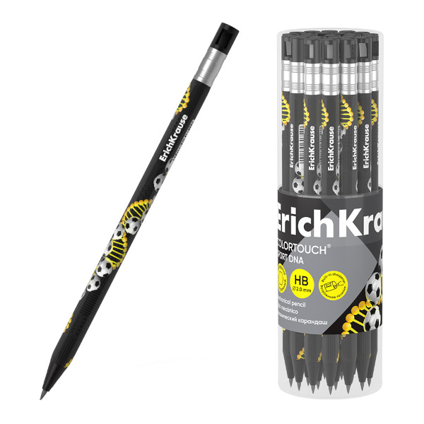 Карандаш механический 2мм HB, пластик. корп., точилка "ColorTouch. Sport DNA" 60754 Erich Krause