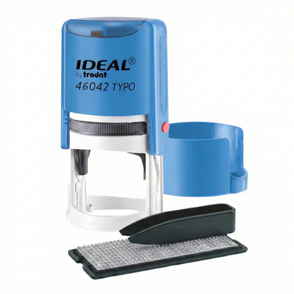 Печать самонаборная 1круг Ideal 46042/DB TYPO R1, синяя, 1 касса букв