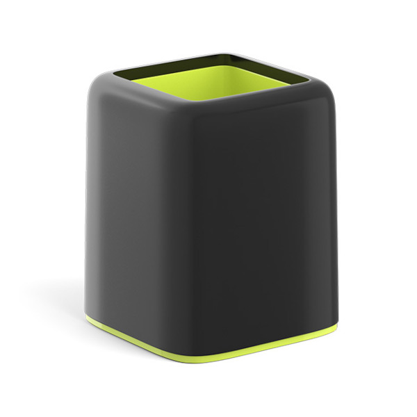 Подставка-стакан для пиш. прин. "Forte. Accent" 8,5*8,5*10,4см, квадрат., пласт, черн/желт 55840 EK