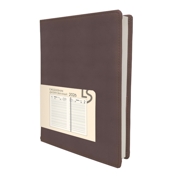 Ежедневник А5 2026 Listoff "Maple. Grayish purple" тв. обл., иск.кожа, сшивка, фиолет ЕКМ52617604