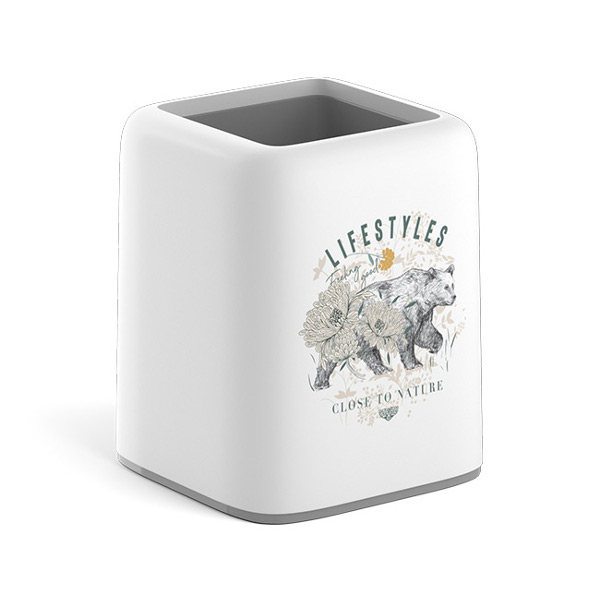 Подставка-стакан для пиш. прин. "Forte. Natural Life" 8,5*8,5*10,4см, квадрат., пластик 55437 EK