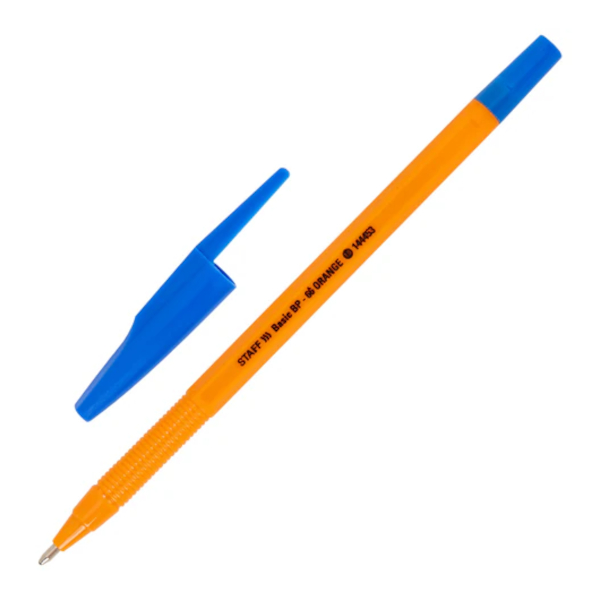 Ручка шар. 1,0мм, синий, оранж. корп. "Basic Orange BP-66" 144453 Staff