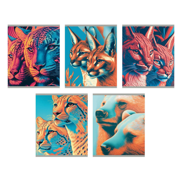 Тетрадь 96л А5 линейка "Дикая природа" картон, ассорти ТЛ968694 Listoff