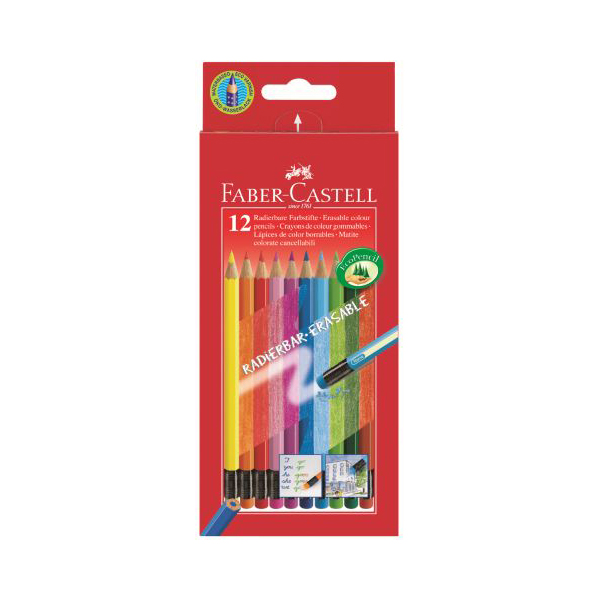 Карандаши Faber-Castell "Color Pencils" 12цв, 6-гран., c ластик., местом для имени в карт.уп. 116612