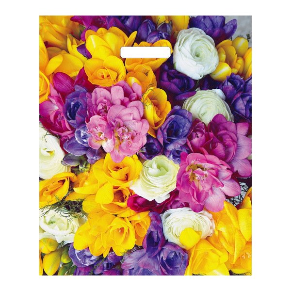Пакет полиэтиленовый 38*45см "Весенний букет" 60мкм, вырубная ручка ВУР51119 Миленд