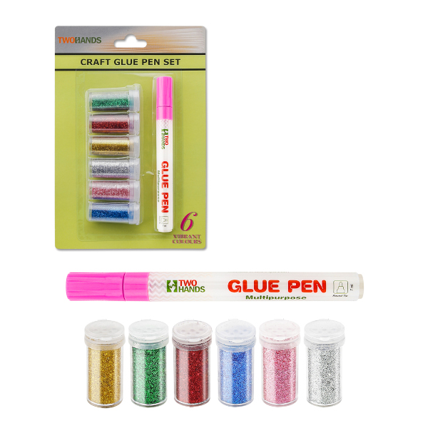 Набор для творчества ручка клеевая, блестки 6 цв., блистер 10063 Twohands 