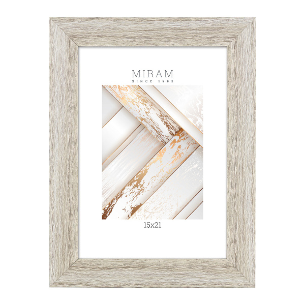 Фоторамка 15*21 пластик, багет 30мм, светлое дерево, вставка пластик, ножка 651645-6 МИРАМ