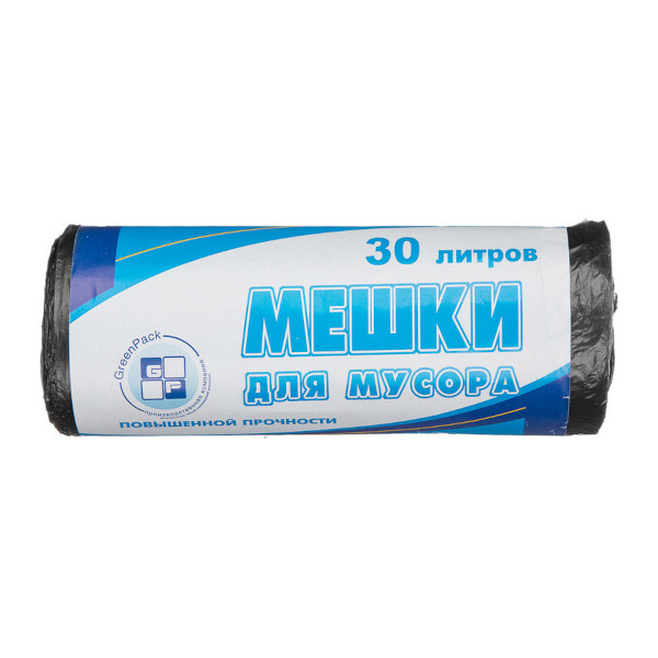 Пакеты для мусора ПНД 30л, 10мкм, 50*60см, черный металлик, 25шт/рул 746462