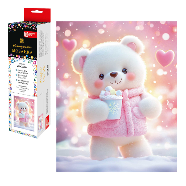 Алмазная мозаика Феникс+ 20*25см "Зимний мишка" 70798