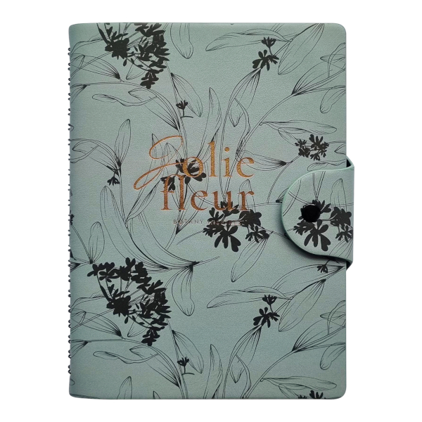 Бизнес-тетрадь 96л А5 клетка/спираль Infolio "Fleur" интегр.обл., иск.кожа I1771/grey