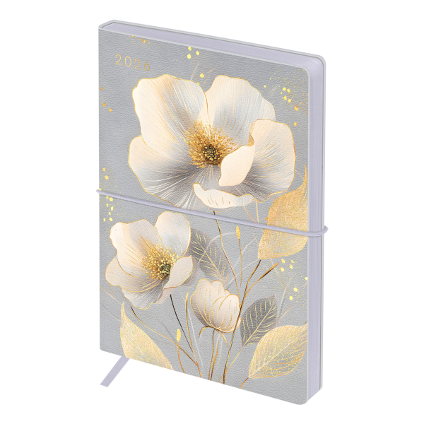 Ежедневник А6+ 2026 BG "Ornament" интегр.обл., иск.кожа, рисунок, серый DdА6+_09810