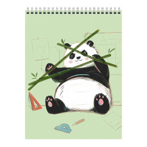 Блокнот А6 60л "Панда" клетка, гребень, мягк.обл., картон, рисунок БСК660370 Listoff