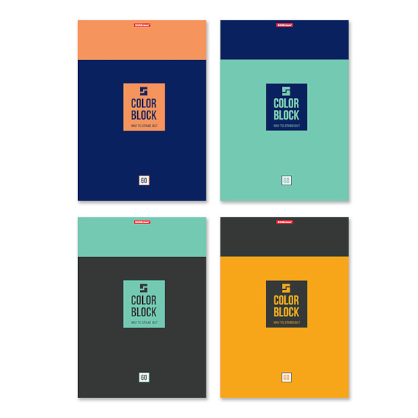 Блокнот А4 80л "Minimal" клетка, гребень, мягк.обл., картон, ассорти Б4гр80 07047 BG